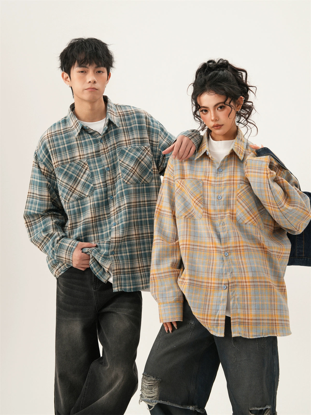 Retro Plaid Couple Shirt