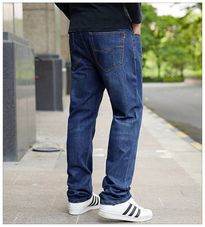 Men's Dark Blue Loose Denim Trousers