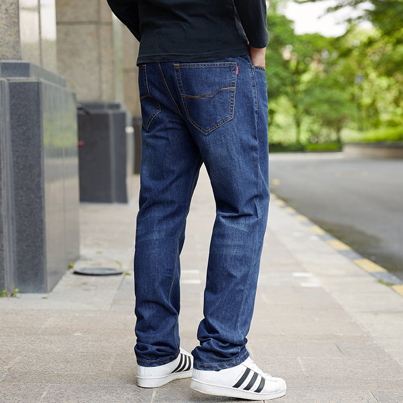 Men's Dark Blue Loose Denim Trousers