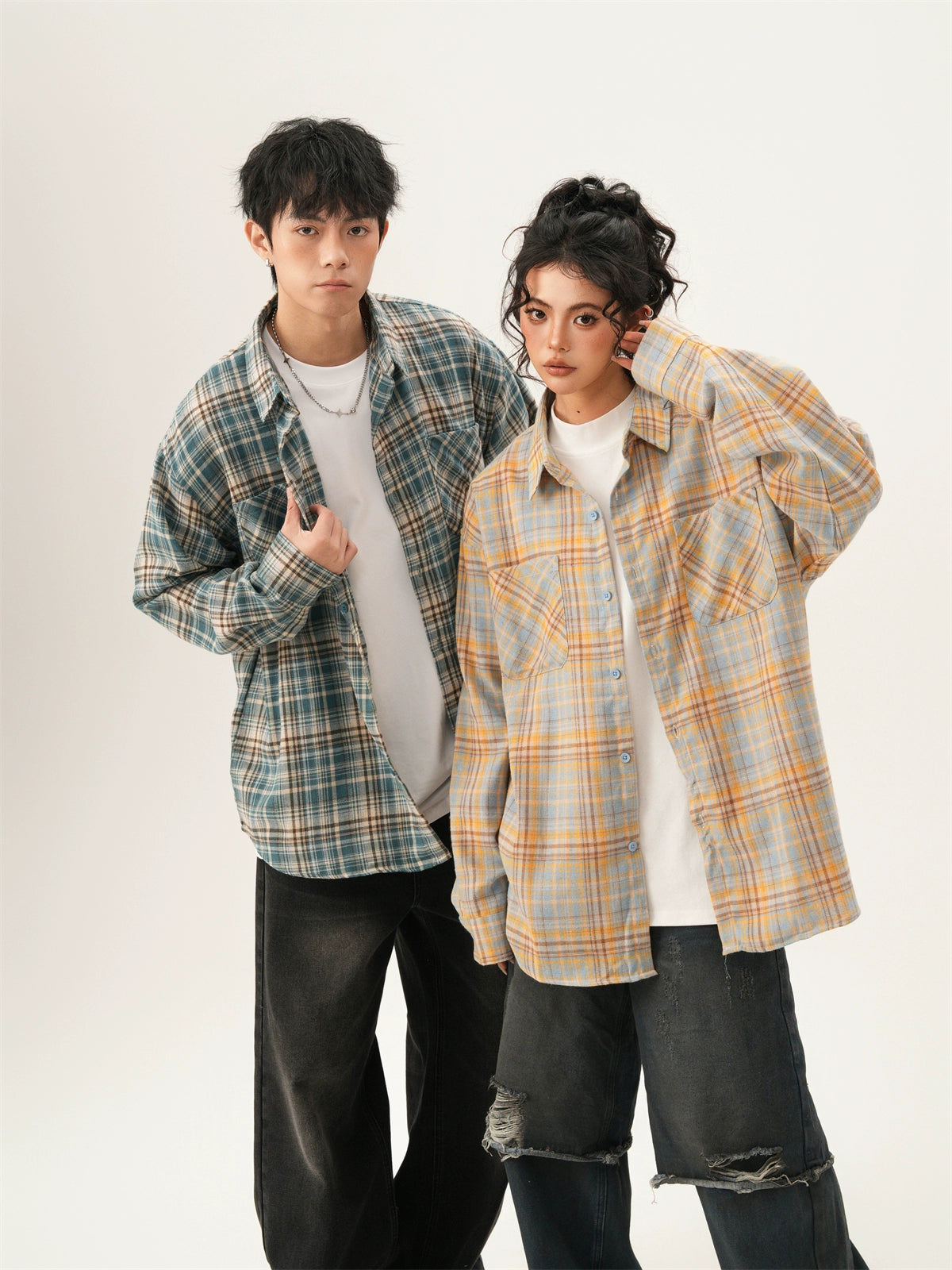 Retro Plaid Couple Shirt