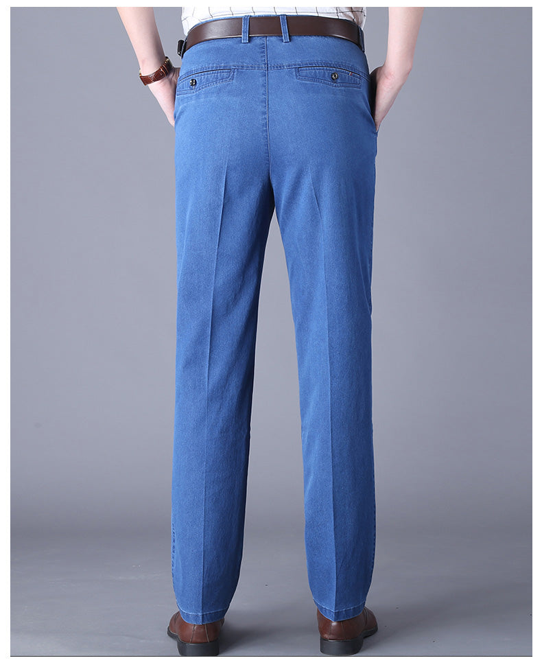 Business Casual Straight-Leg Denim Trousers
