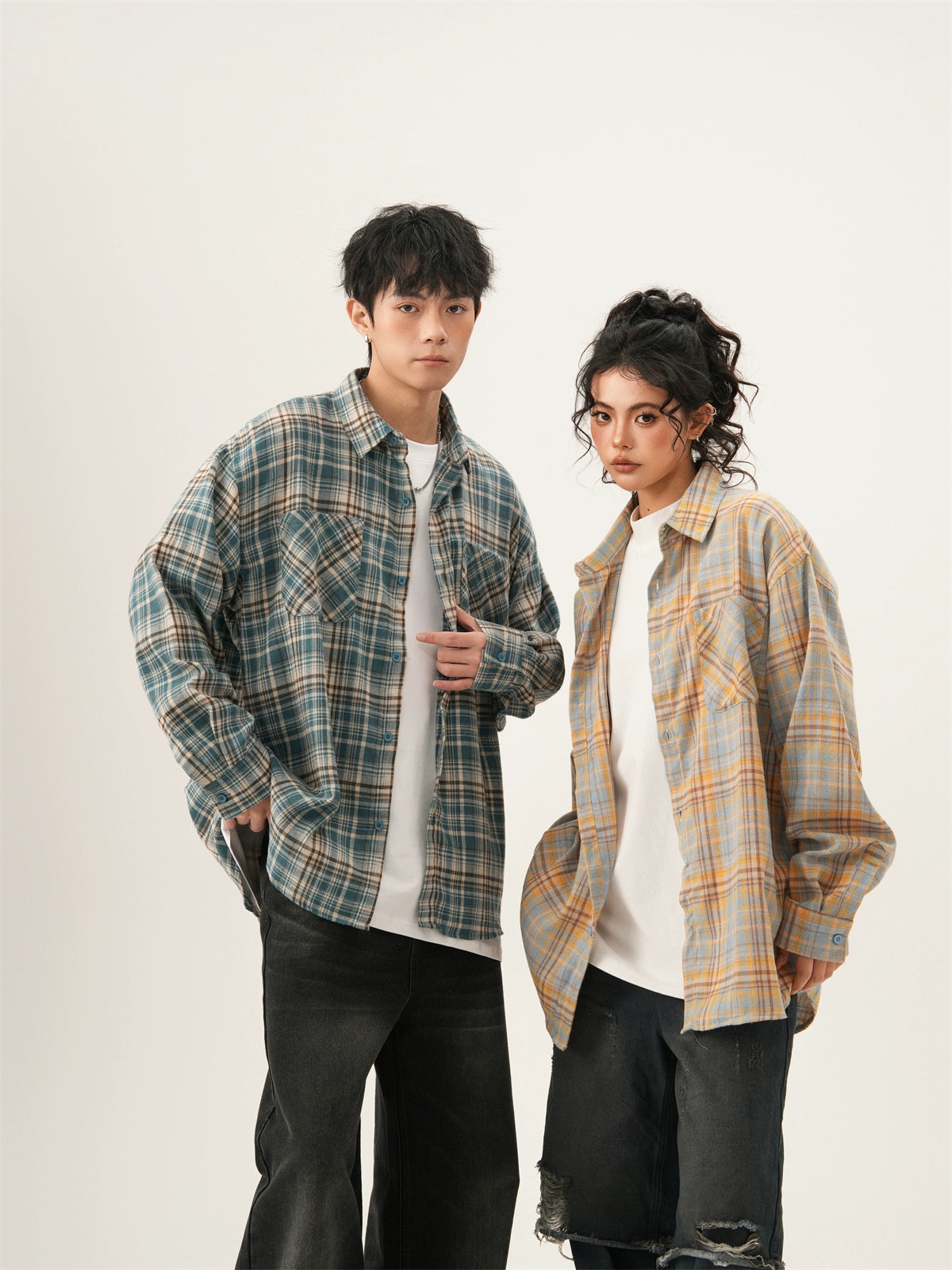 Retro Plaid Couple Shirt