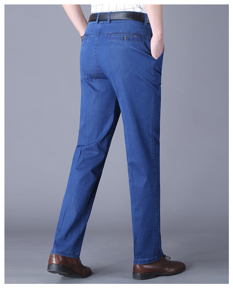 Business Casual Straight-Leg Denim Trousers