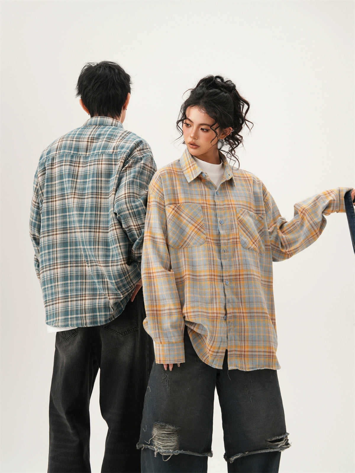 Retro Plaid Couple Shirt