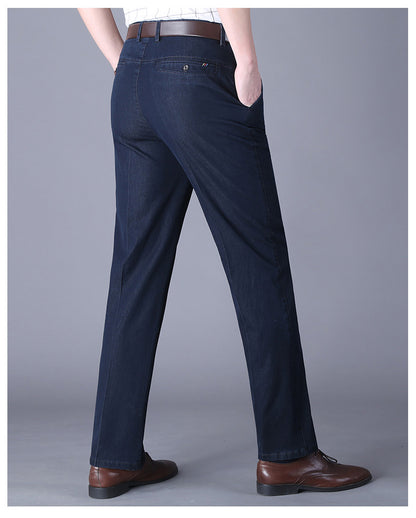 Business Casual Straight-Leg Denim Trousers