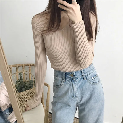 Korean Autumn V-Neck Knitted Sweater