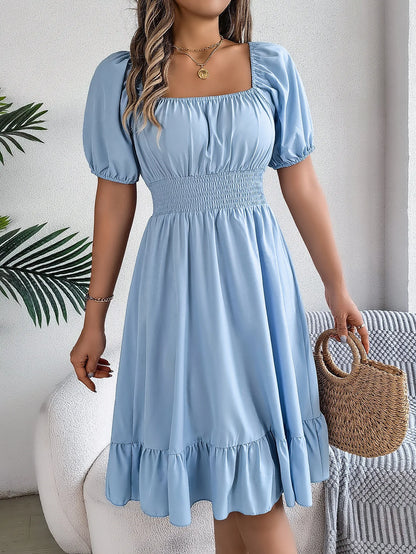 Women's Square Neck Ruffle Dress