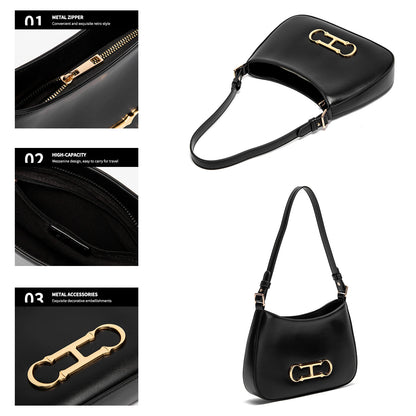 Classic Solid Color Shoulder Bag