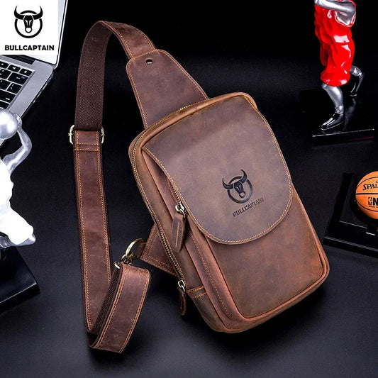 BULLCAPTAIN Leather Crossbody Chest Bag