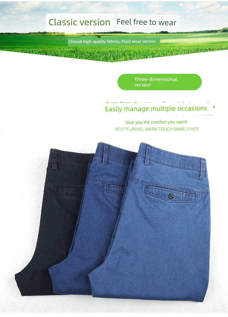 Business Casual Straight-Leg Denim Trousers