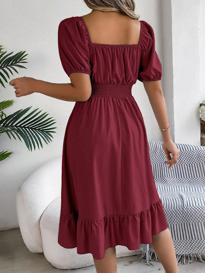 Women's Square Neck Ruffle Dress