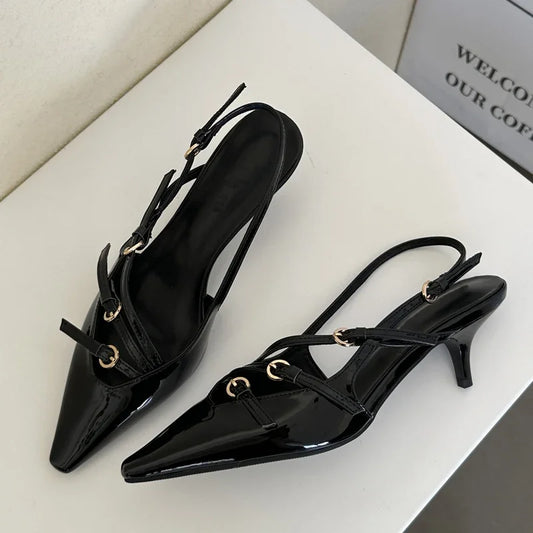 Elegant Buckle Strap Pointed Pumps