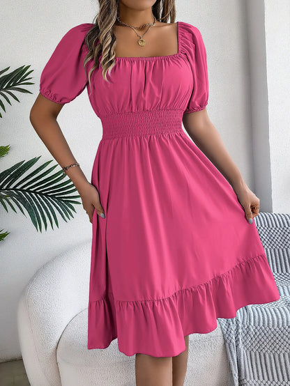 Women's Square Neck Ruffle Dress