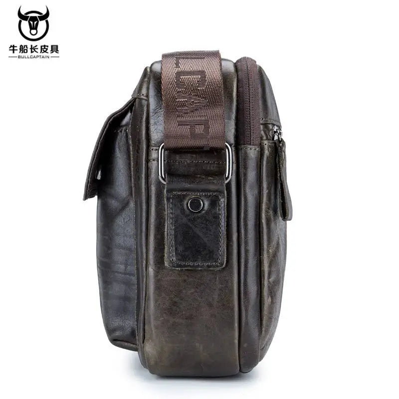 BULLCAPTAIN Men's Genuine Leather Messenger Bag