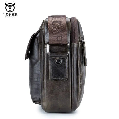BULLCAPTAIN Men's Genuine Leather Messenger Bag
