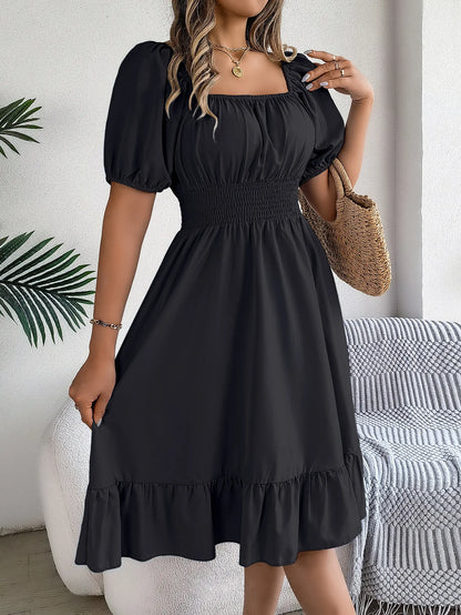 Women's Square Neck Ruffle Dress