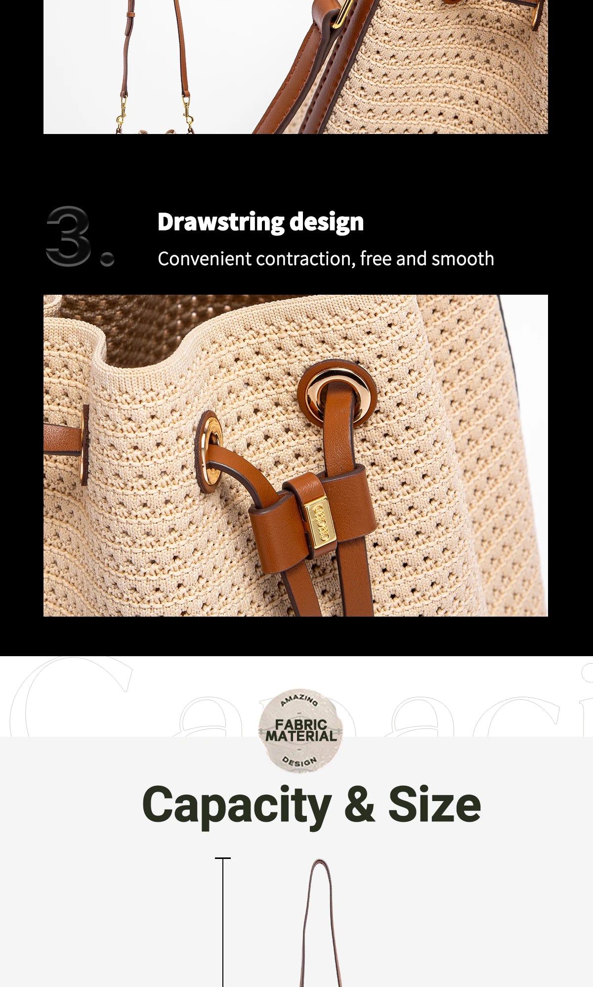 Spring Fabric Splicing Bucket Shoulder Bag