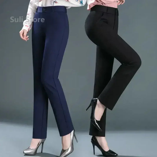 Women's Mid-Waist Straight Trousers