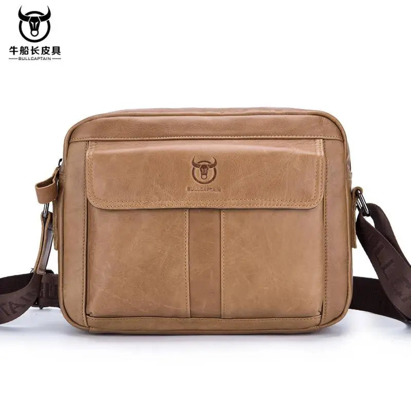 BULLCAPTAIN Men's Genuine Leather Messenger Bag