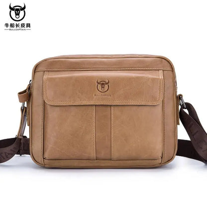 BULLCAPTAIN Men's Genuine Leather Messenger Bag