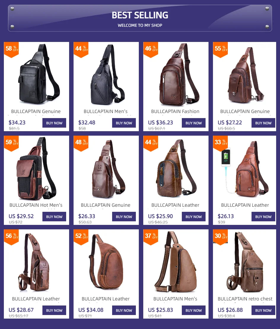 BULLCAPTAIN Leather Crossbody Chest Bag