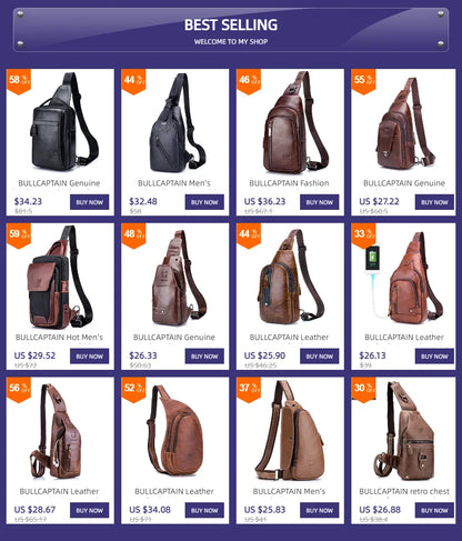 BULLCAPTAIN Leather Crossbody Chest Bag