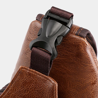 Men's USB Leather Crossbody Chest Bag