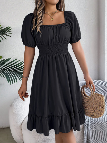 Women's Square Neck Ruffle Dress