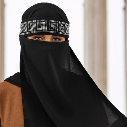 Black Beading Chiffon Niqab for Women