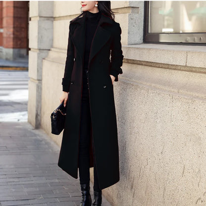 Woolen Long Trench Coat