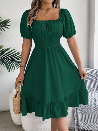 Women's Square Neck Ruffle Dress