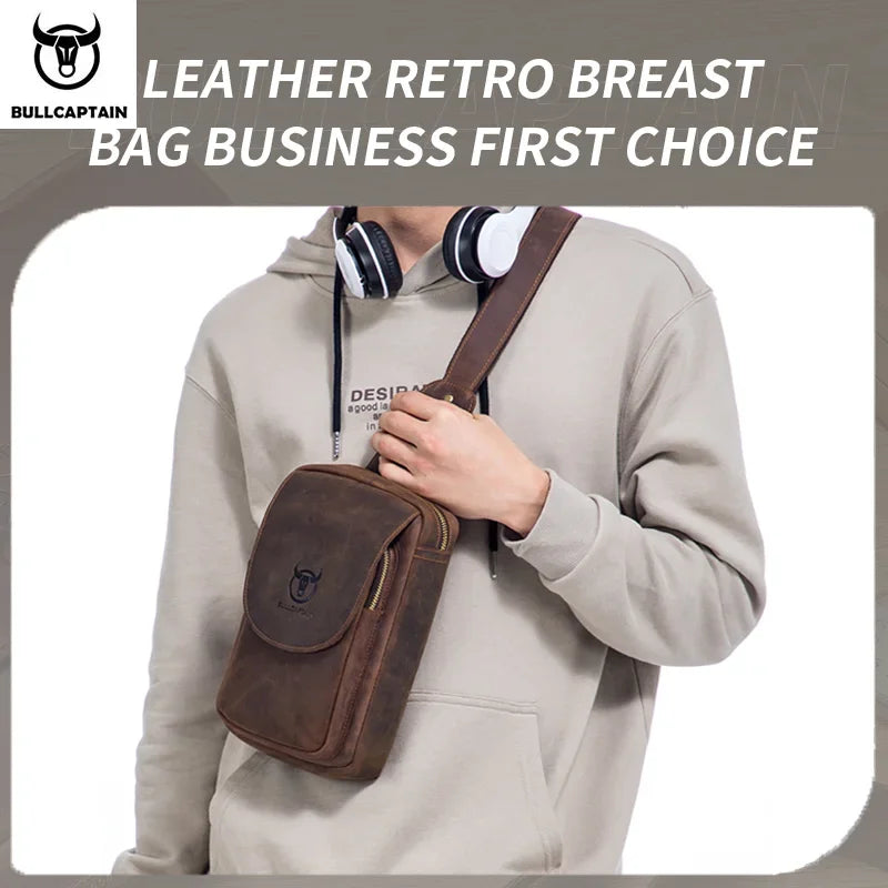 BULLCAPTAIN Leather Crossbody Chest Bag