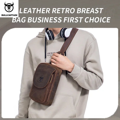 BULLCAPTAIN Leather Crossbody Chest Bag