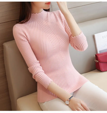 2025 Autumn Mock Neck Ruffle Sweater