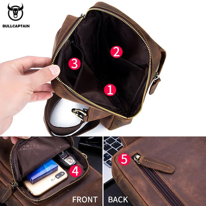 BULLCAPTAIN Leather Crossbody Chest Bag