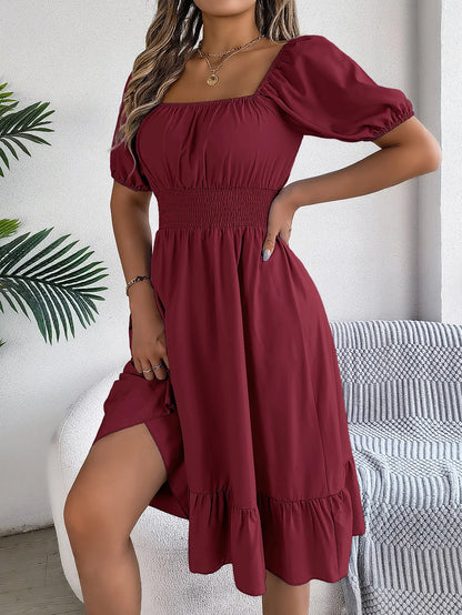 Women's Square Neck Ruffle Dress