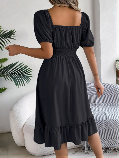 Women's Square Neck Ruffle Dress