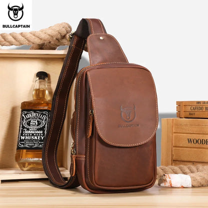 BULLCAPTAIN Leather Crossbody Chest Bag