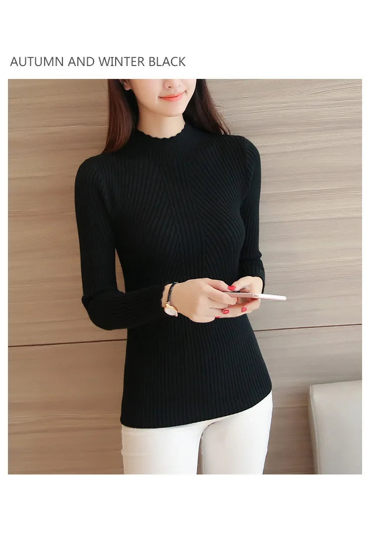 2025 Autumn Mock Neck Ruffle Sweater