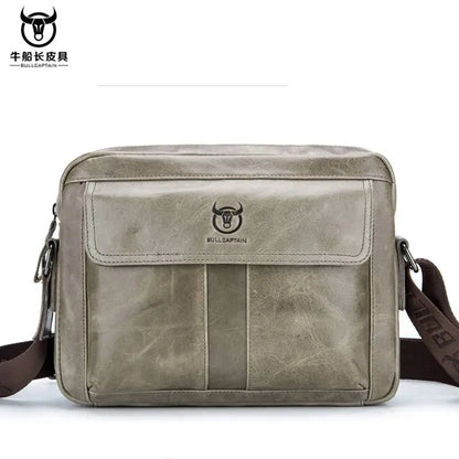 BULLCAPTAIN Men's Genuine Leather Messenger Bag