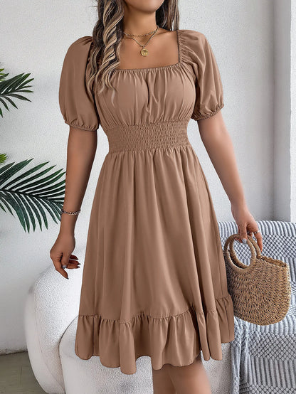 Women's Square Neck Ruffle Dress
