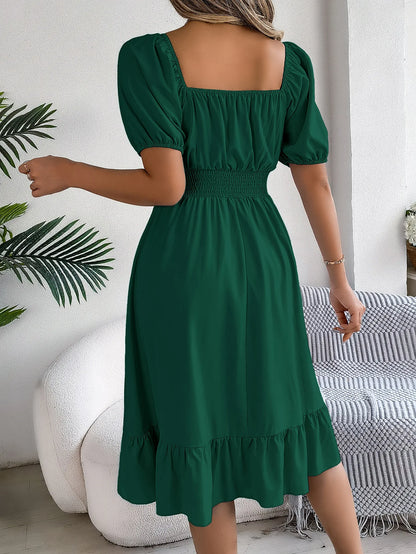Women's Square Neck Ruffle Dress
