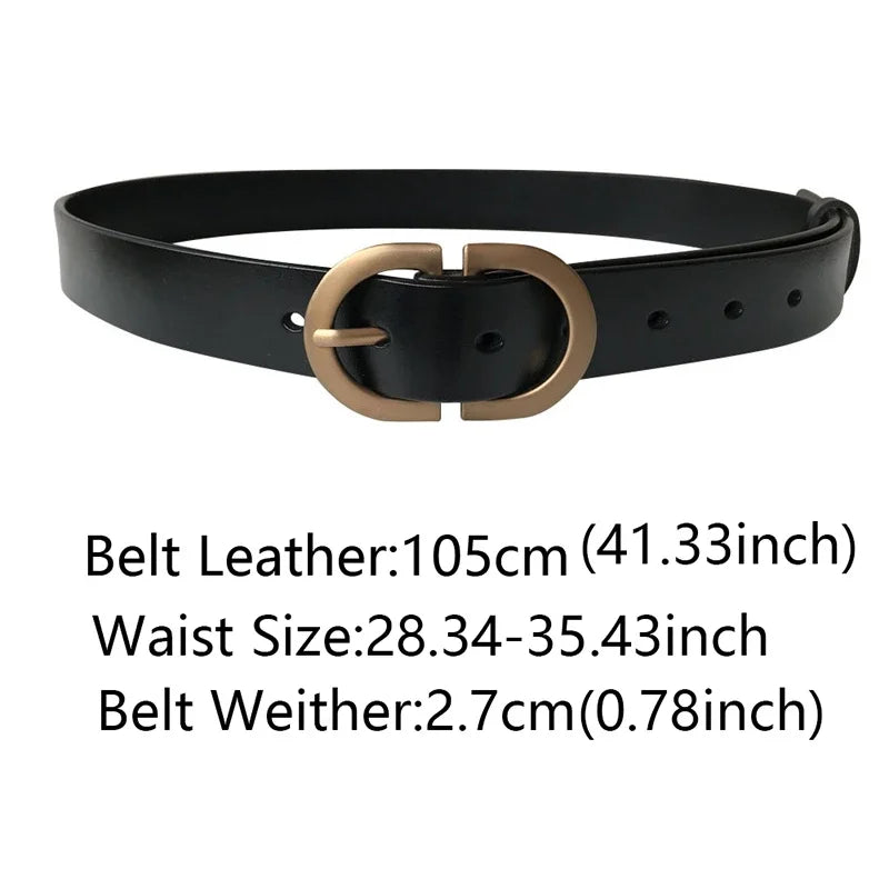 Women's Designer PU Belt - Fashionable Casual Black Waist Belt for Jeans