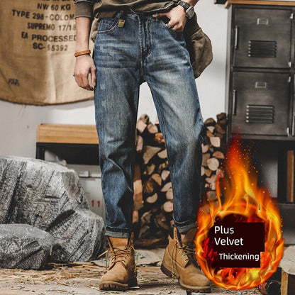Trendy Fleece-lined Denim Jeans