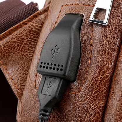 Men's USB Leather Crossbody Chest Bag