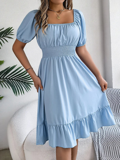 Women's Square Neck Ruffle Dress