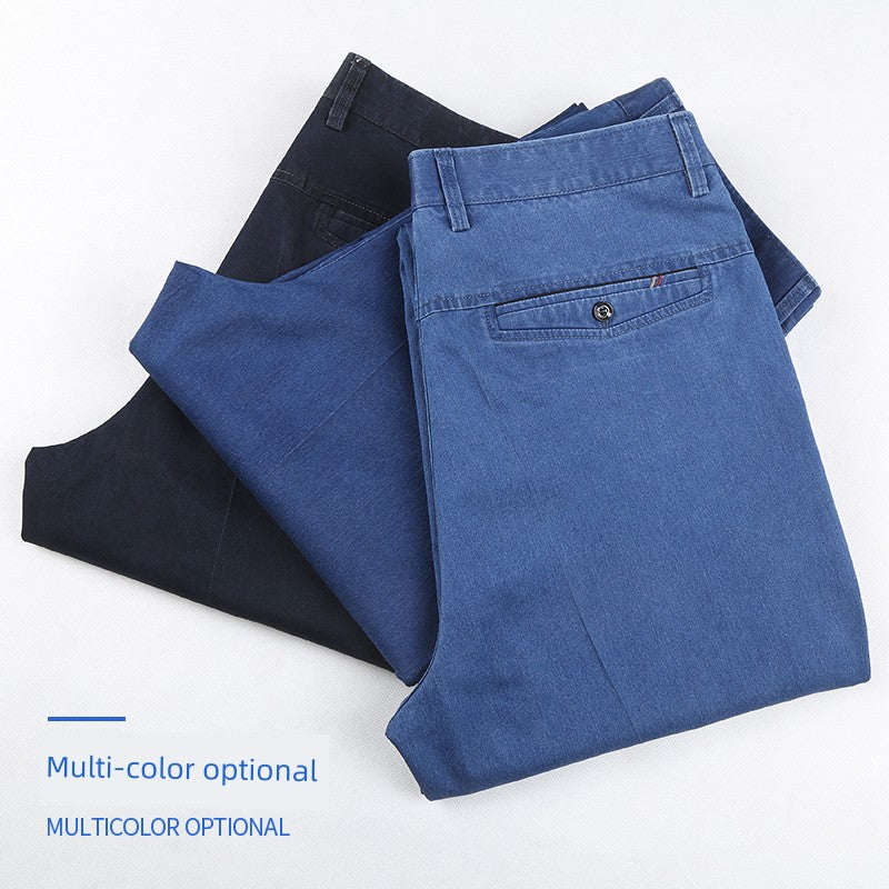 Business Casual Straight-Leg Denim Trousers