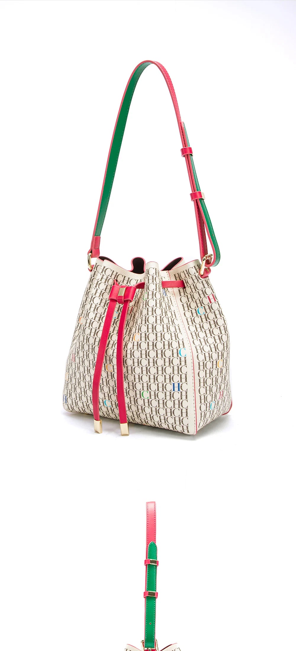 Letter Print Drawstring Bucket Bag
