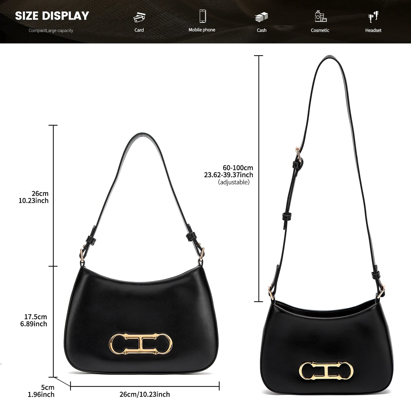 Classic Solid Color Shoulder Bag