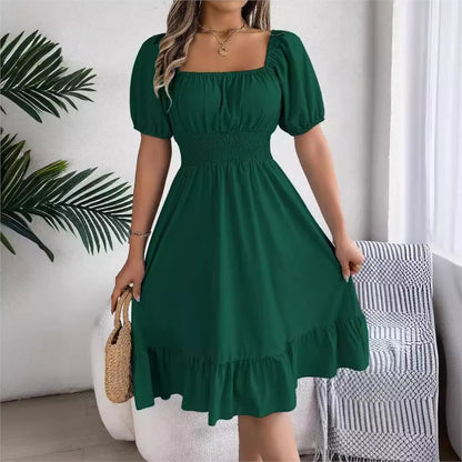 Women's Square Neck Ruffle Dress